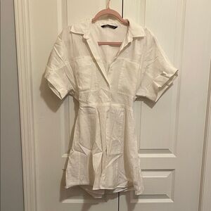 Zara White Button-Down Women's Dress